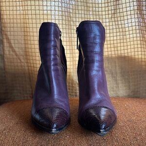 Donald J. Pliner Purple Leather Ankle Boots